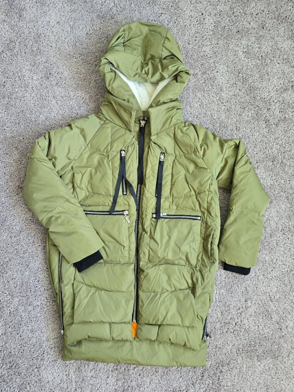 OROLAY Womens Thickened Winter Down Jacket Green Puffer Parka Coat Hooded XXS